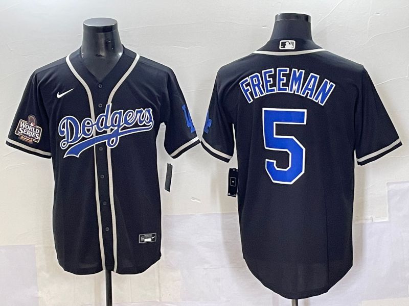Men 2025 Los Angeles Dodgers 5 Freeman Black Fashion Nike MLB Jersey style 7049